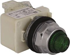 Schneider Electric - 24 V Green Lens LED Press-to-Test Indicating Light - Octagonal Lens, Screw Clamp Connector - Exact Tooling