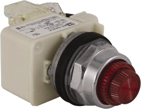 Schneider Electric - 24 V Red Lens LED Press-to-Test Indicating Light - Octagonal Lens, Screw Clamp Connector - Exact Tooling