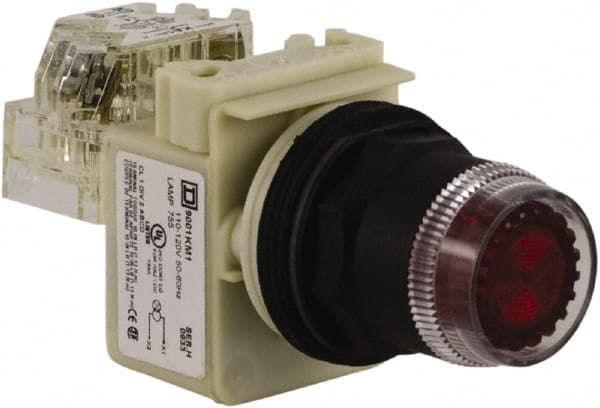 Schneider Electric - 30mm Mount Hole, Extended Straight, Pushbutton Switch with Contact Block - Red Pushbutton, Momentary (MO) - Exact Tooling