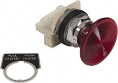 Schneider Electric - 1.18 Inch Mount Hole, Extended Straight, Pushbutton Switch Only - Round, Red Pushbutton, Illuminated, Maintained (MA), Weatherproof, Dust and Oil Resistant - Exact Tooling