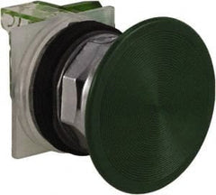 Schneider Electric - 30mm Mount Hole, Extended Straight, Pushbutton Switch with Contact Block - Green Pushbutton, Momentary (MO) - Exact Tooling