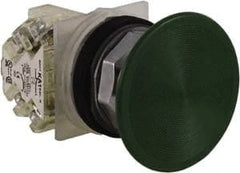 Schneider Electric - 30mm Mount Hole, Extended Straight, Pushbutton Switch with Contact Block - Green Pushbutton, Momentary (MO) - Exact Tooling
