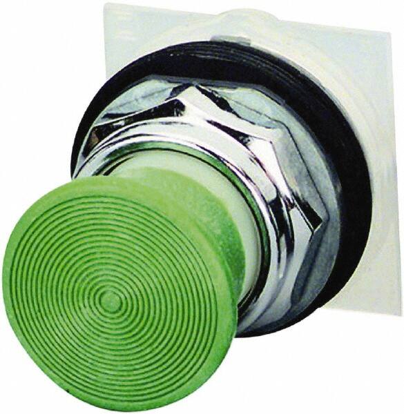 Schneider Electric - 1.18 Inch Mount Hole, Extended Straight, Pushbutton Switch Only - Round, Green Pushbutton, Momentary (MO), Weatherproof, Dust and Oil Resistant - Exact Tooling