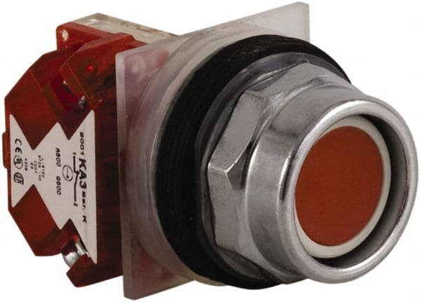 Schneider Electric - 30mm Mount Hole, Extended Straight, Pushbutton Switch with Contact Block - Red Pushbutton, Momentary (MO) - Exact Tooling