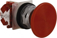 Schneider Electric - 30mm Mount Hole, Extended Straight, Pushbutton Switch with Contact Block - Red Pushbutton, Momentary (MO) - Exact Tooling