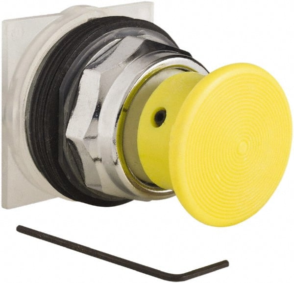Schneider Electric - 30mm Mount Hole, Extended Straight, Pushbutton Switch Only - Yellow Pushbutton, Momentary (MO) - Exact Tooling