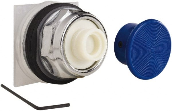 Schneider Electric - Flush Pushbutton Switch Operator - Blue, Round Button, Nonilluminated - Exact Tooling