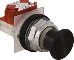 Schneider Electric - 30mm Mount Hole, Extended Straight, Pushbutton Switch with Contact Block - Black Pushbutton, Momentary (MO) - Exact Tooling