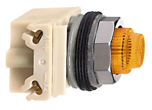 Schneider Electric - 120 V Amber Lens LED Pilot Light - Round Lens, Screw Clamp Connector - Exact Tooling