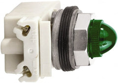 Schneider Electric - 24 V Green Lens Incandescent Pilot Light - Round Lens, Screw Clamp Connector - Exact Tooling
