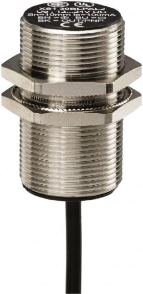 Telemecanique Sensors - NPN, 10mm Detection, Cylinder, Inductive Proximity Sensor - 3 Wires, IP67, 12 to 24 VDC, M30x1.5 Thread, 52mm Long - Exact Tooling