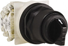 Schneider Electric - 1.18 Inch Mount Hole, 3 Position, Knob and Pushbutton Operated, Selector Switch - Black, Maintained (MA), Anticorrosive, Weatherproof, Dust and Oil Resistant - Exact Tooling
