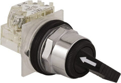 Schneider Electric - 1.18 Inch Mount Hole, 2 Position, Knob and Pushbutton Operated, Selector Switch - Black, Maintained (MA), NO/NC, Weatherproof and Dust and Oil Resistant - Exact Tooling