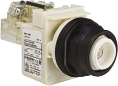 Schneider Electric - 220-240 V Incandescent Press-to-Test Indicating Light - Round Lens, Screw Clamp Connector, 54mm OAL x 42mm Wide, Vibration Resistant - Exact Tooling