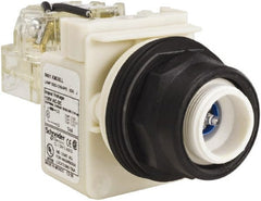 Schneider Electric - 120 V Blue Lens LED Pilot Light - Round Lens, Screw Clamp Connector, 54mm OAL x 42mm Wide, Vibration Resistant - Exact Tooling