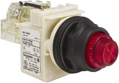 Schneider Electric - 24 V, 28 V Red Lens Press-to-Test Indicating Light - Round Lens, Screw Clamp Connector, Corrosion Resistant, Dust Resistant, Oil Resistant - Exact Tooling