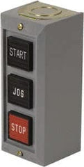 Schneider Electric - 3 Operator, Projecting Pushbutton Control Station - Jog, Start (Legend), Momentary Switch, 2NO/3NC Contact, NEMA 1 - Exact Tooling