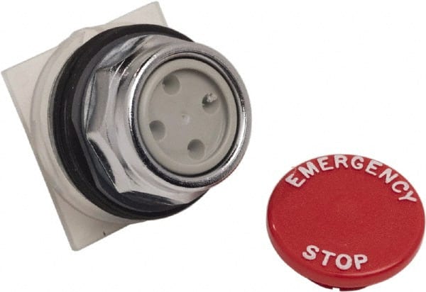 Schneider Electric - 1.18 Inch Mount Hole, Extended Straight, Pushbutton Switch Only - Round, Red Pushbutton, Momentary (MO), Weatherproof, Dust and Oil Resistant - Exact Tooling