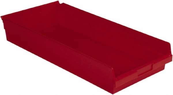 LEWISBins+ - 23-5/8" Deep, Red Hopper Shelf Bin - 4" High x 11-1/8" Wide x 23-5/8" Long - Exact Tooling