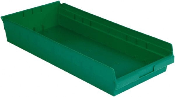 LEWISBins+ - 23-5/8" Deep, Green Hopper Shelf Bin - 4" High x 11-1/8" Wide x 23-5/8" Long - Exact Tooling