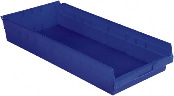 LEWISBins+ - 23-5/8" Deep, Blue Hopper Shelf Bin - 4" High x 11-1/8" Wide x 23-5/8" Long - Exact Tooling
