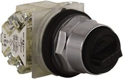 Schneider Electric - 1.18 Inch Mount Hole, 3 Position, Knob and Pushbutton Operated, Selector Switch - Black, Maintained (MA), 2NO/2NC, Weatherproof and Dust and Oil Resistant - Exact Tooling