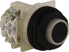 Schneider Electric - 30mm Mount Hole, Extended Straight, Pushbutton Switch with Contact Block - Black Pushbutton, Momentary (MO) - Exact Tooling
