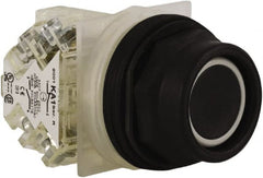 Schneider Electric - 30mm Mount Hole, Extended Straight, Pushbutton Switch with Contact Block - Black Pushbutton, Momentary (MO) - Exact Tooling