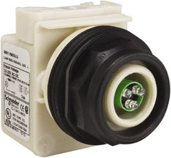 Schneider Electric - 28 V Green Lens LED Pilot Light - Round Lens, Screw Clamp Connector, 54mm OAL x 42mm Wide, Vibration Resistant - Exact Tooling