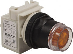 Schneider Electric - 30mm Mount Hole, Extended Straight, Pushbutton Switch Only - Amber Pushbutton, Momentary (MO) - Exact Tooling