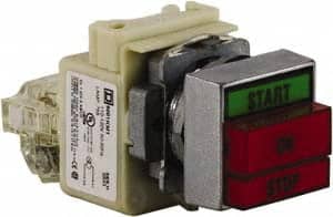 Schneider Electric - Extended Straight Pushbutton Switch Operator - Green, Red, Rectangle Button, Incandescent Lamp, Illuminated - Exact Tooling