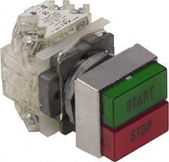 Schneider Electric - 30mm Mount Hole, Pushbutton Switch Only - Rectangle, Green and Red Pushbutton, Nonilluminated, Momentary (MO), On-Off - Exact Tooling