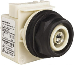 Schneider Electric - 120 V White Lens LED Pilot Light - Round Lens, Screw Clamp Connector, 54mm OAL x 42mm Wide, Vibration Resistant - Exact Tooling
