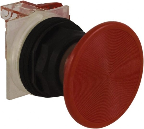Schneider Electric - 30mm Mount Hole, Extended Straight, Pushbutton Switch with Contact Block - Red Pushbutton, Momentary (MO) - Exact Tooling