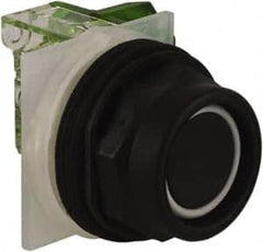 Schneider Electric - 30mm Mount Hole, Extended Straight, Pushbutton Switch with Contact Block - Black Pushbutton, Momentary (MO) - Exact Tooling