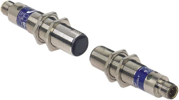 Telemecanique Sensors - M12 Connector, 30m Nominal Distance, Shock and Vibration Resistant, Through Beam Photoelectric Sensor - 12 to 24 VDC, 30 Hz, Brass, 95mm Long x 18mm Wide x 7 Inch High - Exact Tooling