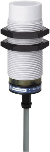 Telemecanique Sensors - NPN, 15mm Detection, Cylinder, Capacitive Proximity Sensor - IP67, 12 to 24 VDC, M30x1.5 Thread, 74-1/2mm Long - Exact Tooling