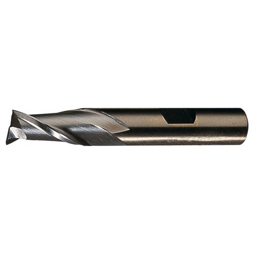 ‎3/16″ × 3/8″ × 7/16″ × 2-3/8″ RHS / RHC HSS-CO 8% (M42) Cobalt Single-End 2-Flute Center Cutting Finishing End Mill - TiN - Exact Tooling