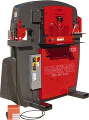 Cleveland Steel Tool - 11" Throat Depth, 100 Ton Punch Pressure, 3-1/2" Punch Capacity Ironworker - 10 hp, 3 Phase, 208/230 Volts, 45-1/2" Wide x 63-1/8" High x 56" Deep - Exact Tooling