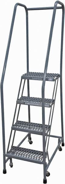 Cotterman - 70" 4 Step Rolling Warehouse Ladder - Rolling Safety Ladder, 450 Lb Capacity, 40" Platform Height, 20" Base Width x 31" Base Depth, Expanded Metal Tread - Exact Tooling