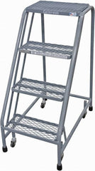 Cotterman - 40" 4 Step Rolling Warehouse Ladder - Rolling Safety Ladder, 450 Lb Capacity, 40" Platform Height, 20" Base Width x 31" Base Depth, Expanded Metal Tread - Exact Tooling