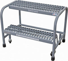 Cotterman - 20" 2 Step Rolling Warehouse Ladder - Rolling Safety Ladder, 450 Lb Capacity, 20" Platform Height, 26" Base Width x 19" Base Depth, Serrated Steel - Exact Tooling