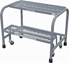 Cotterman - 20" 2 Step Rolling Warehouse Ladder - Rolling Safety Ladder, 450 Lb Capacity, 20" Platform Height, 18" Base Width x 19" Base Depth, Expanded Metal Tread - Exact Tooling