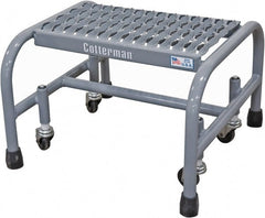 Cotterman - 12" 1 Step Rolling Warehouse Ladder - Rolling Safety Ladder, 450 Lb Capacity, 12" Platform Height, 26" Base Width x 19" Base Depth, Serrated Steel - Exact Tooling
