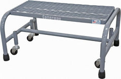 Cotterman - 12" 1 Step Rolling Warehouse Ladder - Rolling Safety Ladder, 450 Lb Capacity, 12" Platform Height, 26" Base Width x 19" Base Depth, Expanded Metal Tread - Exact Tooling