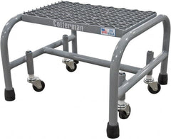Cotterman - 12" 1 Step Rolling Warehouse Ladder - Rolling Safety Ladder, 450 Lb Capacity, 12" Platform Height, 18" Base Width x 19" Base Depth, Expanded Metal Tread - Exact Tooling