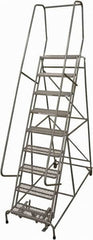 Cotterman - 120" 9 Step Rolling Warehouse Ladder - Rolling Safety Ladder, 450 Lb Capacity, 90" Platform Height, 24" Base Width x 67" Base Depth, Expanded Metal Tread - Exact Tooling
