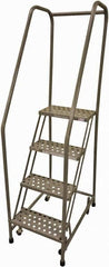 Cotterman - 70" 4 Step Rolling Warehouse Ladder - Rolling Safety Ladder, 450 Lb Capacity, 40" Platform Height, 20" Base Width x 41" Base Depth, Perforated Tread - Exact Tooling