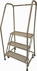 Cotterman - 60" 3 Step Rolling Warehouse Ladder - Rolling Safety Ladder, 450 Lb Capacity, 30" Platform Height, 30" Base Width x 36" Base Depth, Perforated Tread - Exact Tooling