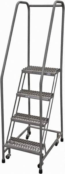 Cotterman - 70" 4 Step Rolling Warehouse Ladder - Rolling Safety Ladder, 450 Lb Capacity, 40" Platform Height, 20" Base Width x 41" Base Depth, Serrated Steel - Exact Tooling